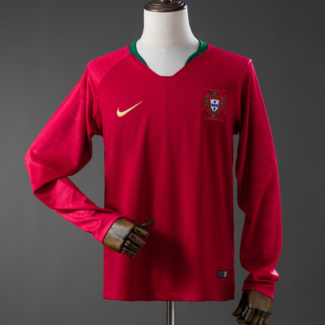 Retro Portugal 2018 Home Long Sleeve Soccer Jersey