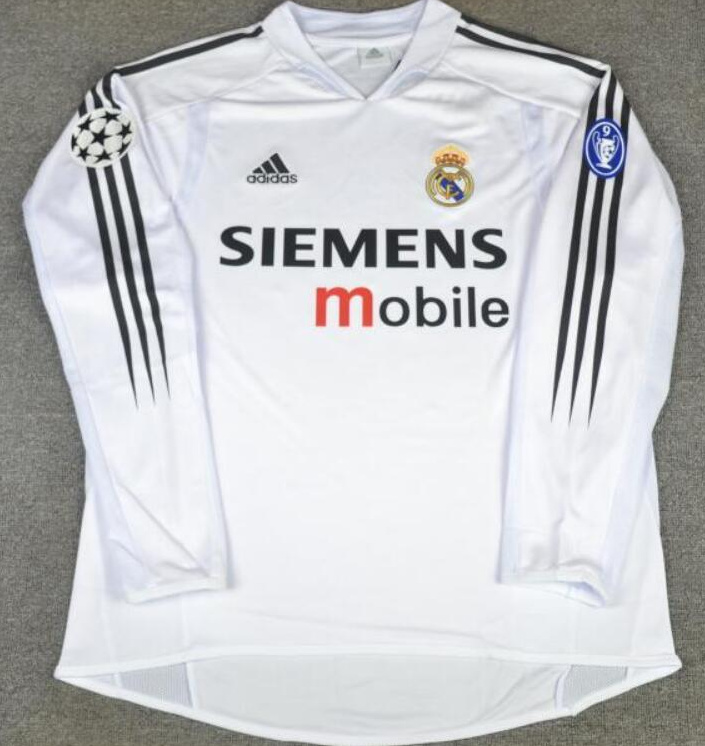 Retro Real Madrid 2004-05 Home Long Sleeve Soccer Jersey With Cup Patch