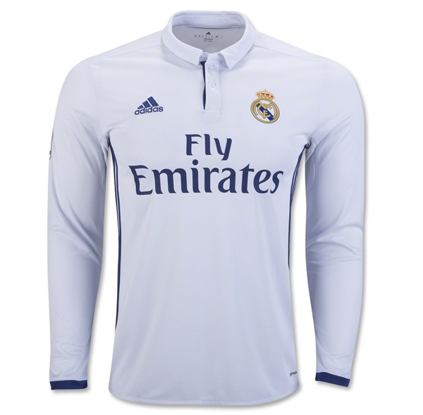 Retro Real Madrid 2016-17 Long Sleeve Home Soccer Jersey
