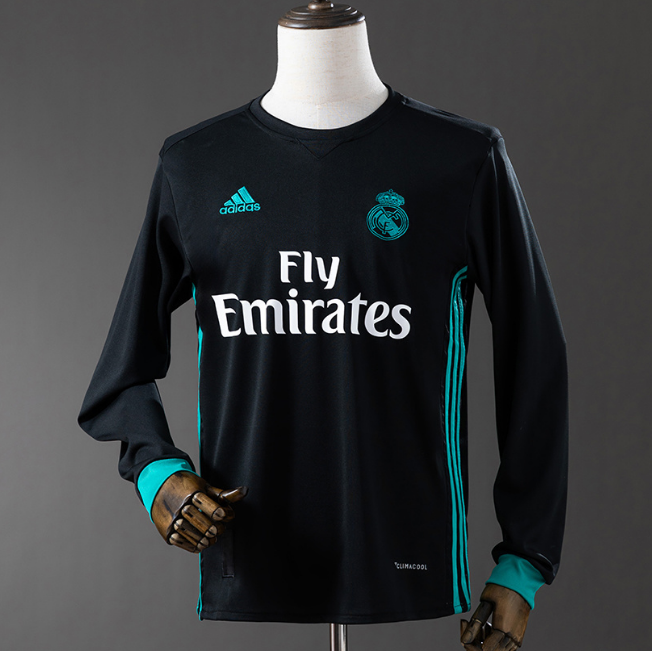 Retro Real Madrid 2017-18 Away Long Sleeve Soccer Jersey