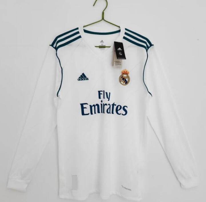 Retro Real Madrid 2017-18 Home Long Sleeve Soccer Jersey