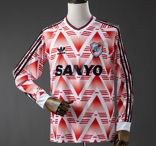 Retro River Plate 1992-93 Away Long Sleeve Soccer Jersey