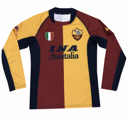 Retro Roma 01-02 Home Long Sleeve Champion League Soccer Jersey