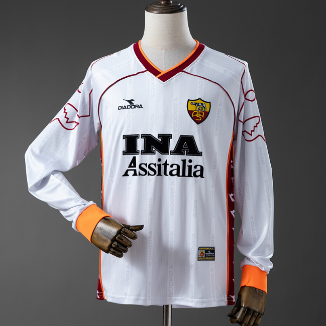 Retro Roma 1999-2000 Away Long Sleeve Soccer Jersey