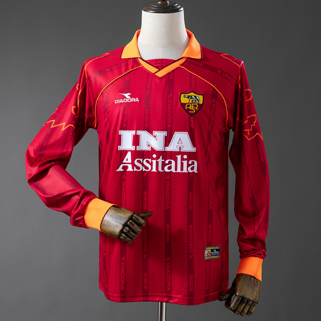 Retro Roma 1999-2000 Home Long Sleeve Soccer Jersey