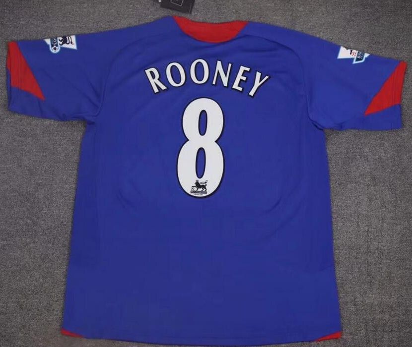 Retro Rooney #8 Manchester United 2006-07 3rd Away Soccer Jersey Blue