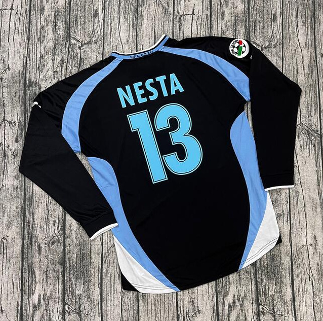 Retro SSC Lazio 2000-01 Anniversary Long Sleeve Soccer Jersey 13 Nesta