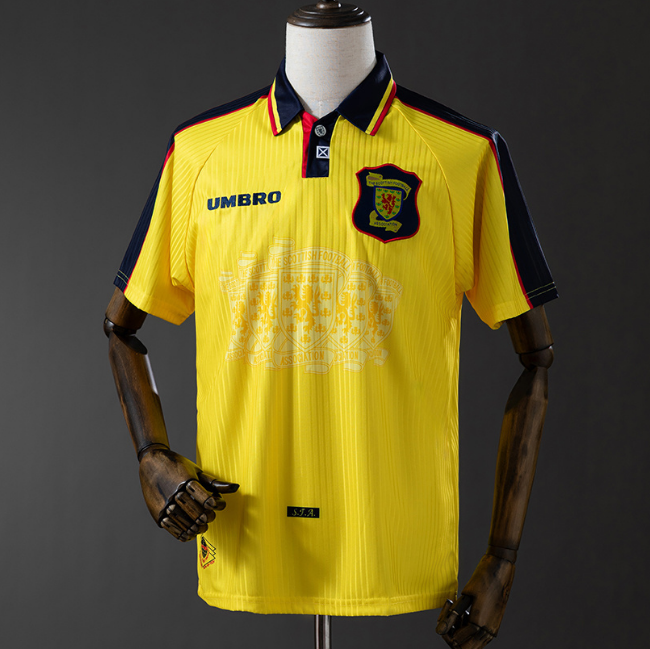 Retro Scotland 1996-98 Away Soccer Jersey Yellow