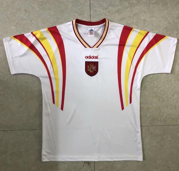 Retro Spain 1996 Away Soccer Jersey White