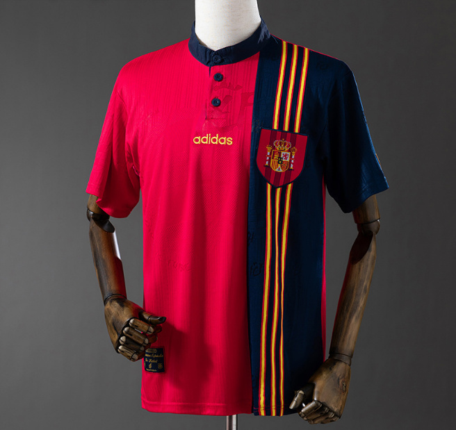 Retro Spain 1996 Home Soccer Jersey Red1