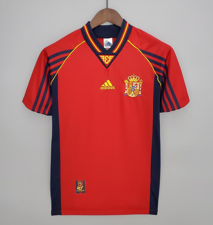 Retro Spain 1998 Home Soccer Jersey Red