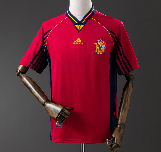 Retro Spain 1998 Home Soccer Jersey Red1