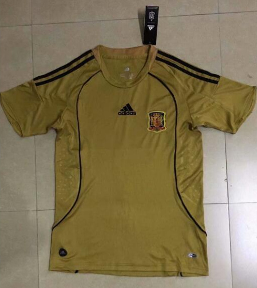 Retro Spain 2008 Away Soccer Jersey Golden