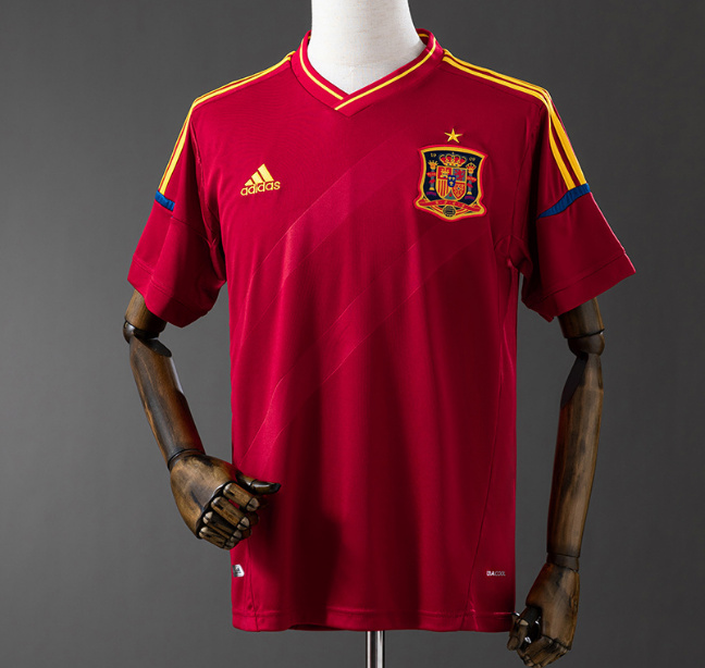 Retro Spain 2012 Home Soccer Jersey Red