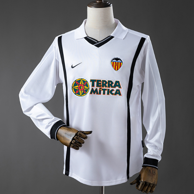 Retro Valencia 2000-01 Home Long Sleeve Soccer Jersey