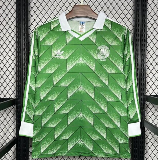 Retro West Germany 1988 Away Long Sleeve Green Soccer Jersey