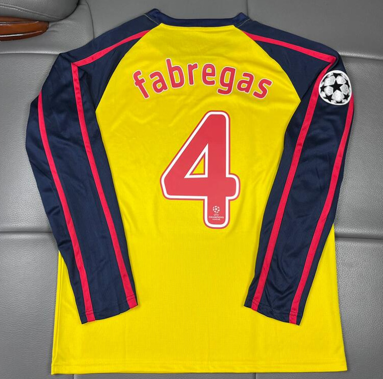 Retro fabregas #4 Arsenal 2008-09 Away Long Sleeve Soccer Jersey with UCL Printing