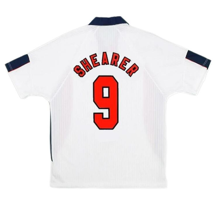 Shearer #9 Retro England 1998 World Cup Home Soccer Jersey