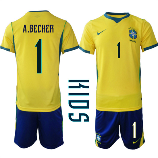 Youth Brazil #1 A.BECKER National Team FIFA x World Cup 2026 Home On Field Jersey