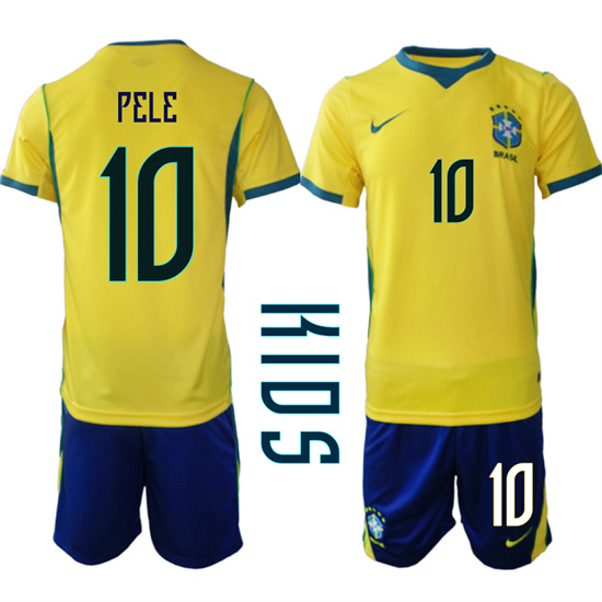 Youth Brazil #10 PELE National Team FIFA x World Cup 2026 Home On Field Jersey