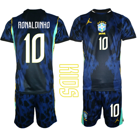 Youth Brazil #10 RONALDINHO National Team FIFA x World Cup 2026 Away On Field Jersey