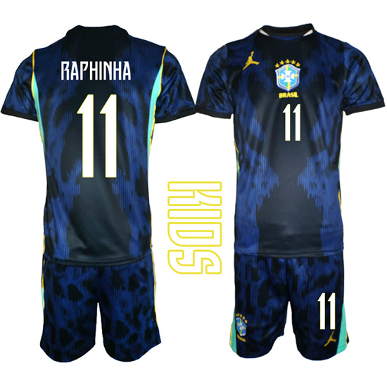 Youth Brazil #11 RAPHINHA National Team FIFA x World Cup 2026 Away On Field Jersey