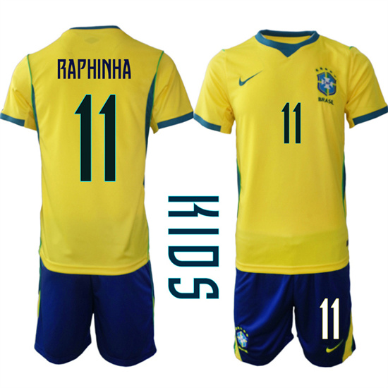 Youth Brazil #11 RAPHINHA National Team FIFA x World Cup 2026 Home On Field Jersey