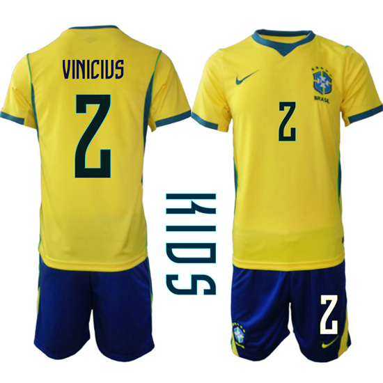 Youth Brazil #2 Vinicius National Team FIFA x World Cup 2026 Home On Field Jersey