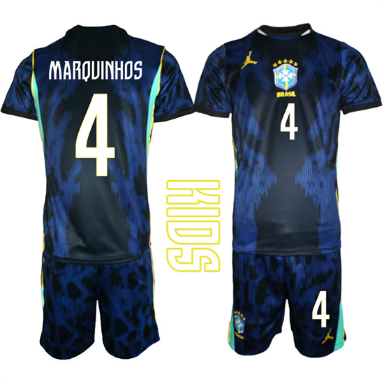 Youth Brazil #4 MARQUINHOS National Team FIFA x World Cup 2026 Away On Field Jersey
