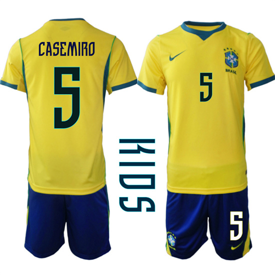 Youth Brazil #5 CASEMIRO National Team FIFA x World Cup 2026 Home On Field Jersey