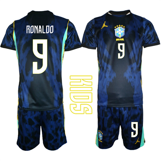 Youth Brazil #9 RONALDO National Team FIFA x World Cup 2026 Away On Field Jersey