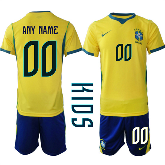 Youth Brazil Custom Any Name And Number National Team FIFA x World Cup 2026 Home On Field Jersey