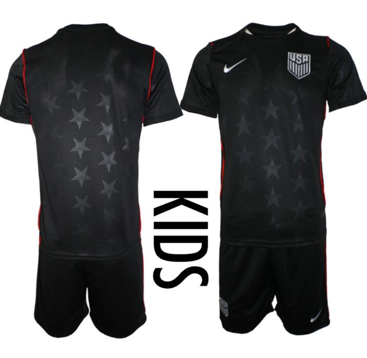 Youth United States USA Blank or Custom Team FIFA x World Cup 2026 Away Black On Field Kids Suit Jersey