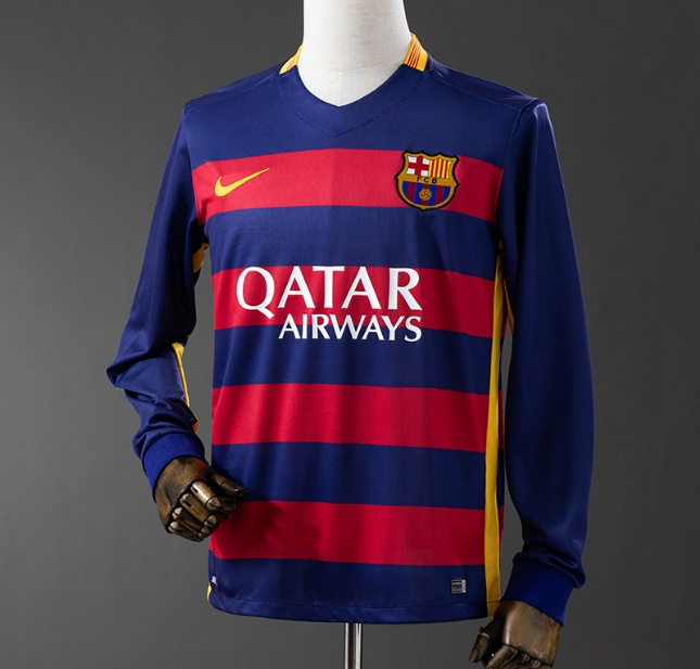 etro Barcelona 2015-16 Home Long Sleeve Soccer Jersey