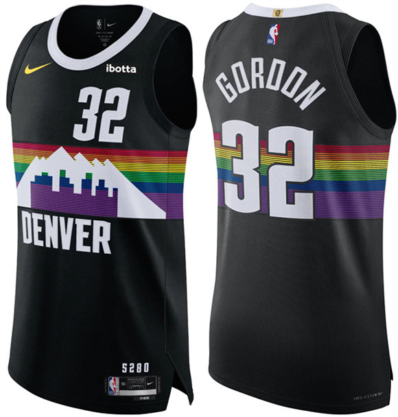 Men's Denver Nuggets #32 Aaron Gordon Black 2025-26 City Edition Stitched Basketball Jersey