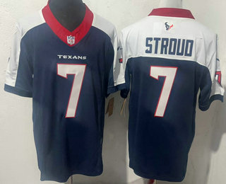 Men's Houston Texans #7 CJ Stroud Navy Blue Limited Thanksgiving Fashion FUSE Jersey