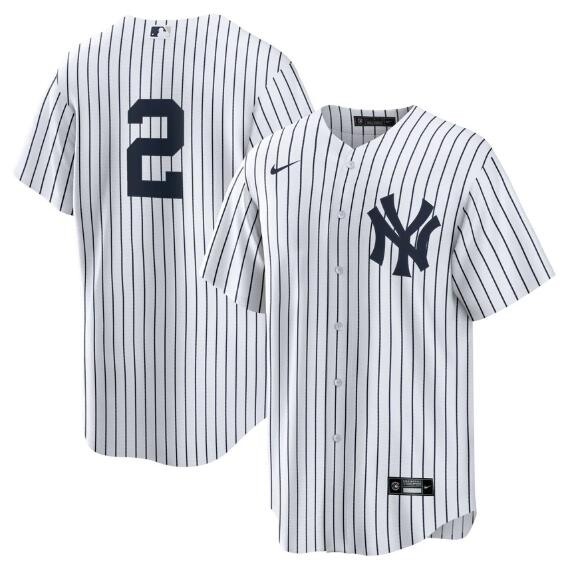 Men's Nike Derek Jeter #2 White No Name New York Yankees Home Player Jersey