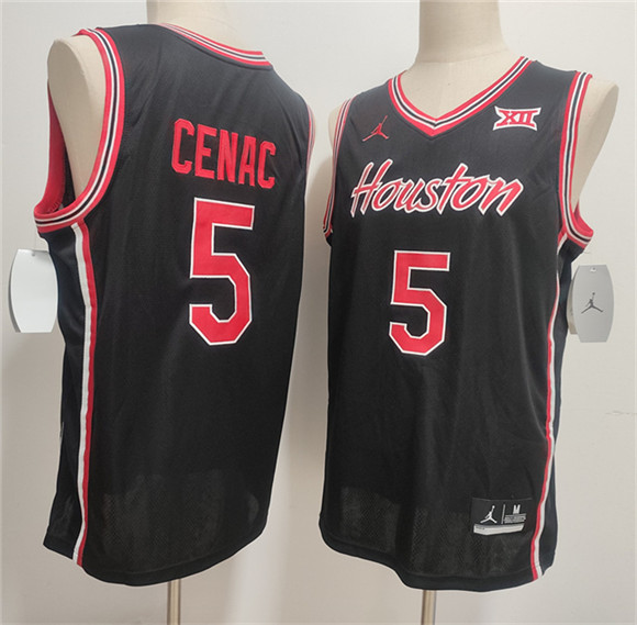Men's Houston Cougars #5 Chris Cenac Jr. Black Stitched Football Jersey