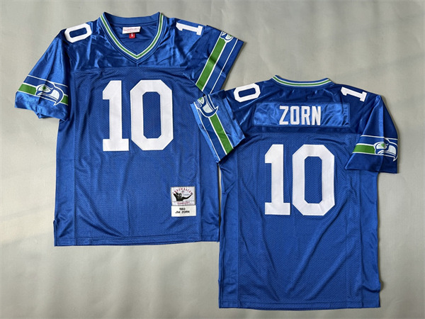 Men's Jim Zorn #10 Royal Blue Seattle Seahawks Throwback Jerseys