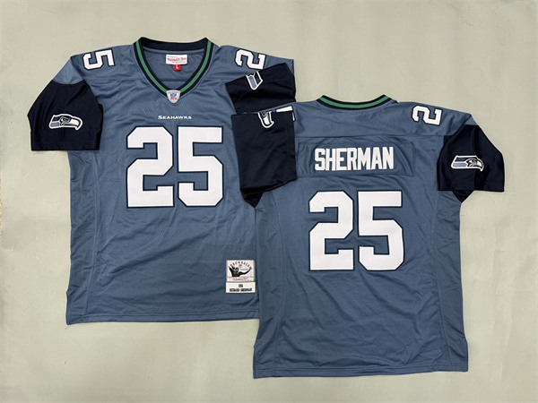 Men's Richard Sherman #25 Blue Seattle Seahawks 2010 Legacy Mitchell & Ness Throwback Replica  Jersey