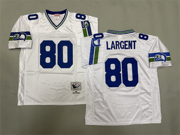 Men's Steve Largent #80 White Seattle Seahawks Throwback Jerseys