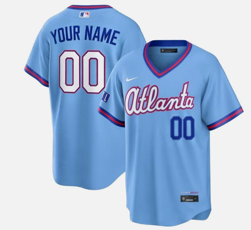 Men's ATL Atlanta Braves Custom 2026 City Connect Stitched Powder Blue Jersey