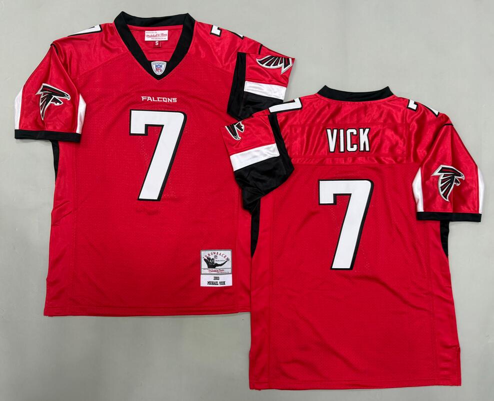 Men's Atlanta Falcons #7 Michael Vick Red Throwback Jersey