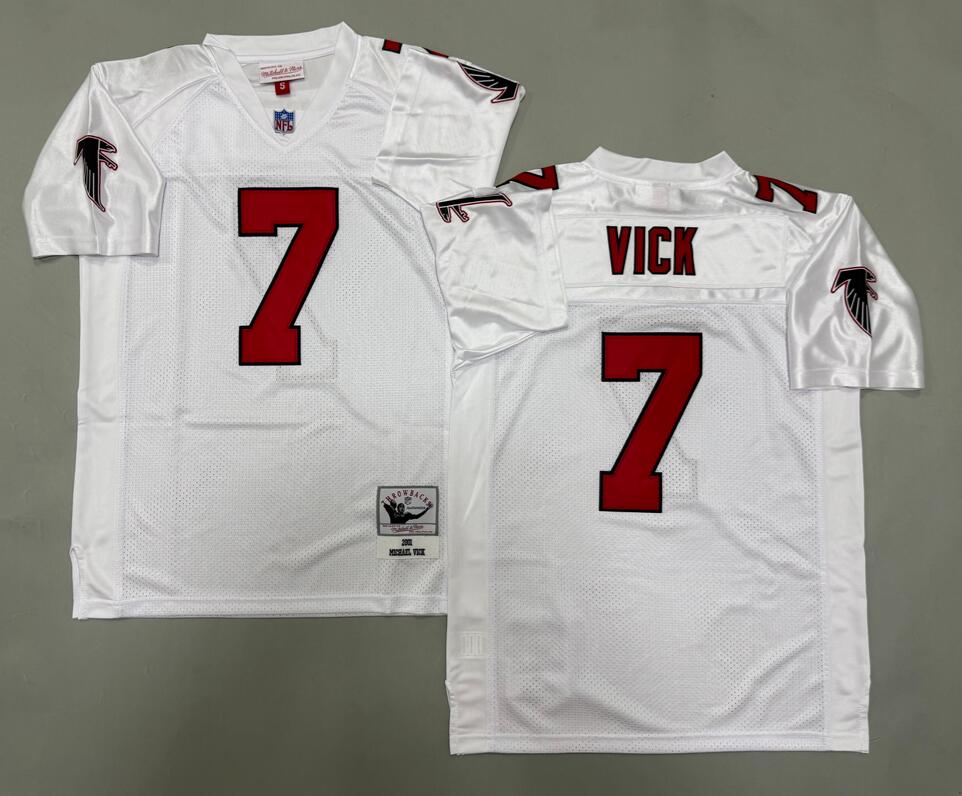 Men's Atlanta Falcons #7 Michael Vick White Throwback Jersey