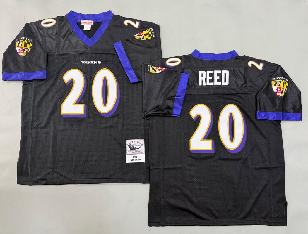 Men's Baltimore Ravens #20 Rd Reed Black Throwback 2004 Jersey