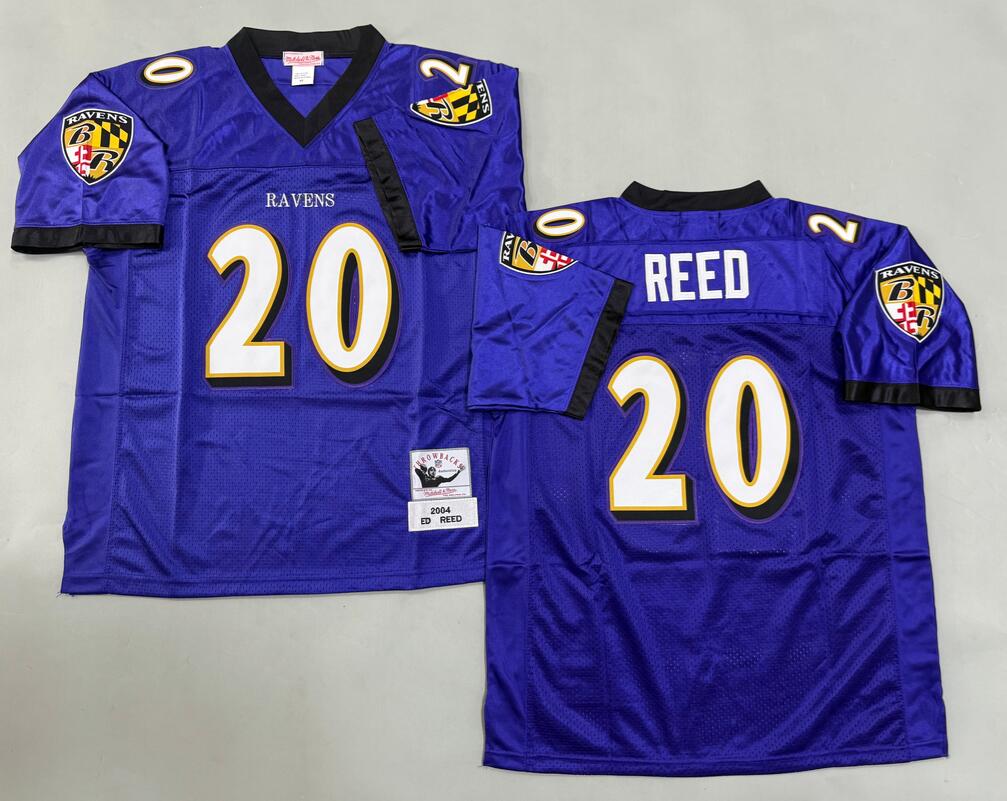 Men's Baltimore Ravens #20 Rd Reed Purple Throwback 2004 Jersey