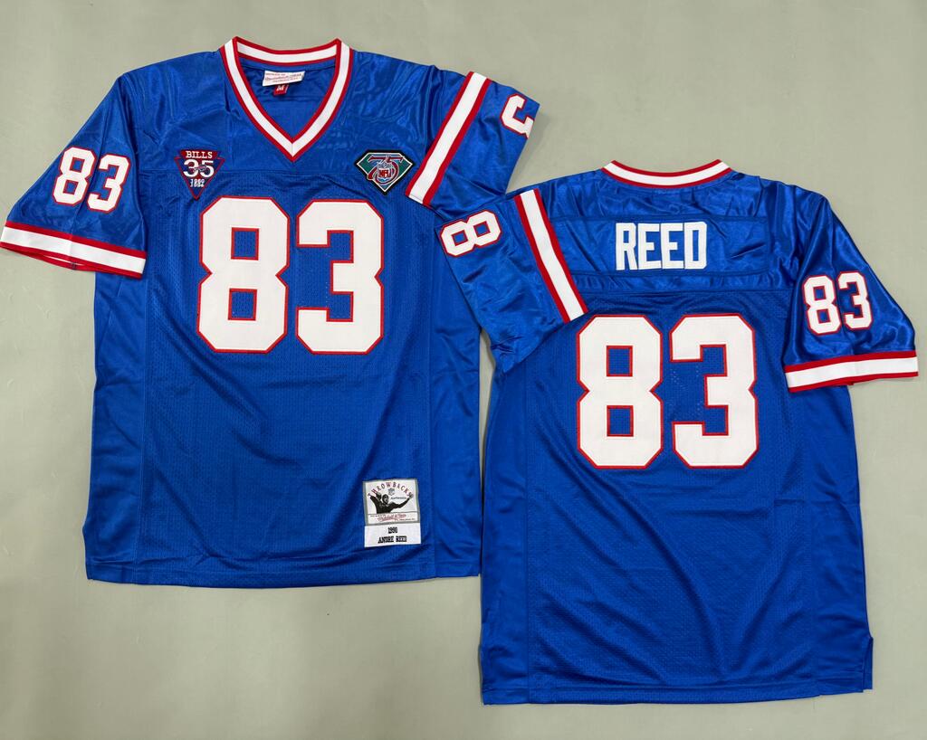 Men's Buffalo Bills #83 Andre Reed Blue Throwback 1990 Stitched Jersey