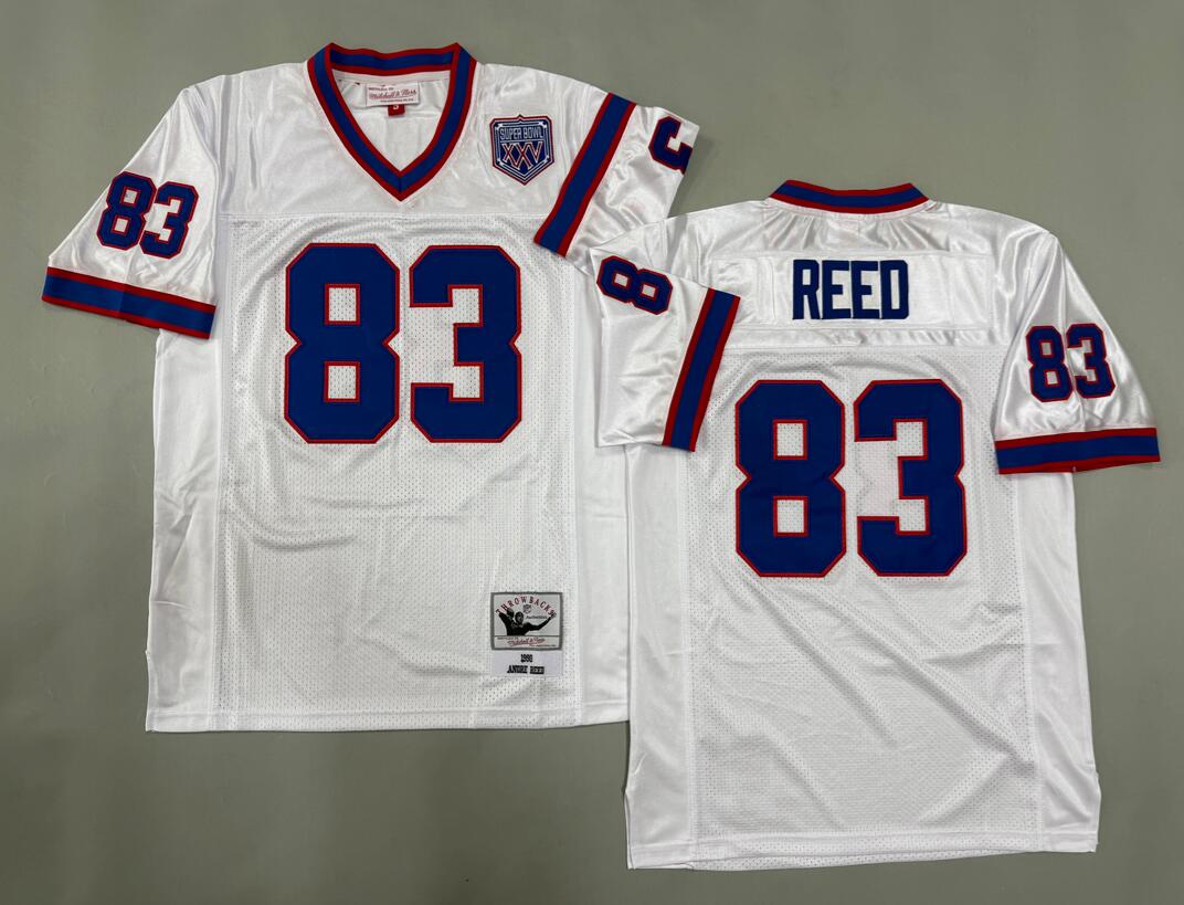 Men's Buffalo Bills #83 Andre Reed White Throwback 1990 Stitched Jersey