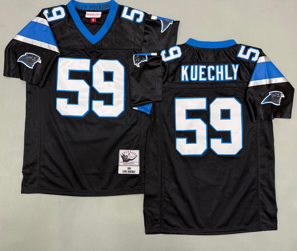 Men's Carolina Panthers #59 Luke Kuechly Vintage Throwback Black 2003 Mitchell & Ness Jersey