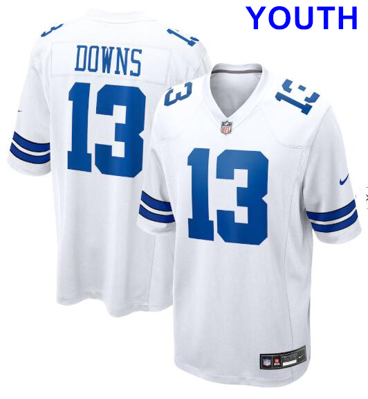 Youth Dallas Cowboys #13 Caleb Downs Nike White Game Jersey